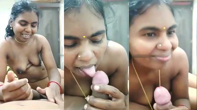 Dusky Tamil Wife With Cute Saggy Small Bobos Sucking
